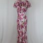 Adrianna Papell Long Pink Floral Silk Chiffon 1920's Style Bias Cut Dress Gown 8