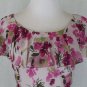 Adrianna Papell Long Pink Floral Silk Chiffon 1920's Style Bias Cut Dress Gown 8