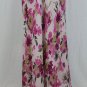 Adrianna Papell Long Pink Floral Silk Chiffon 1920's Style Bias Cut Dress Gown 8