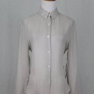 Maria Luisa Paris Lustrous Platinum Gray Sheer Silk Buckle Back Blouse S 34 T-1