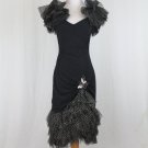 Susan Roselli for VIJACK 80's Black & Gold Embellished Net Lace Evening Dress S