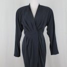 BICCI by Florine Wachter Vintage Charcoal Gray Long Sleeve Wrap Sheath Dress 2