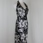 Vintage BETSEY JOHNSON Black and White Beaded Silk Below The Knee Halter Dress 6