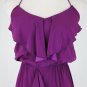 Alisha Levine Purple Silk Halter Dress Mid length ruffled silk blouson waist XS