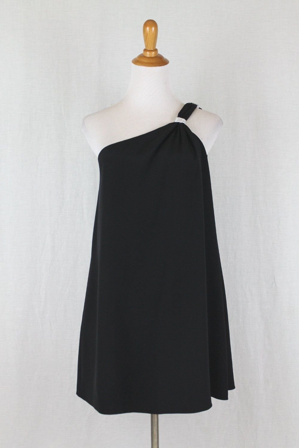 Jay Godfrey black silk jersey one shoulder Grecian cocktail dress XS New