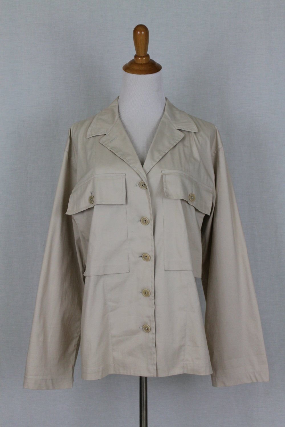 Ralph Lauren Vintage Button Front Khaki Cotton Safari Military Jacket M New
