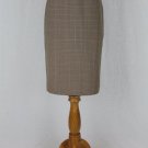 BCBGMaxAzria Beige & Black Knee Length Glen Plaid Skirt with Leather Trim  0