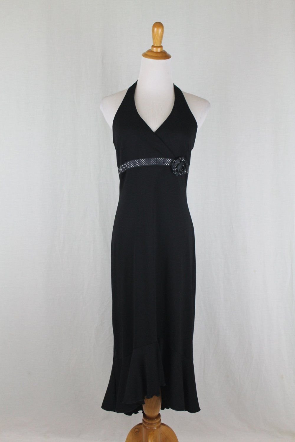 CITY TRIANGLES Black Halter High Low Formal Dance or Ballroom Dress Size Small