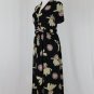 Armani Collezioni Black & Beige Floral Short Sleeve Long A-Line Shirt Dress 6 40