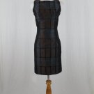 AGNONA Slate Blue and Brick Silk Damask Sheath Dress Made in Italy 38 2