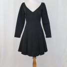 Badgley Mischka Vintage Black Long Sleeve Deep V Neck Godet Dress 4