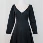Badgley Mischka Vintage Black Long Sleeve Deep V Neck Godet Dress 4