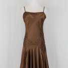 ADRIANNA PAPELL Beaded Bronze Silk Charmeuse Flapper Gatsby dress Gown 6