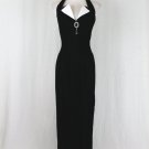 ROBERTA Vintage Long Black Velvet Embellished Tuxedo Halter Gown Gothic 1990's 4