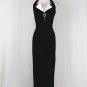 ROBERTA Vintage Long Black Velvet Embellished Tuxedo Halter Gown Gothic 1990's 4