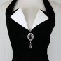 ROBERTA Vintage Long Black Velvet Embellished Tuxedo Halter Gown Gothic 1990's 4