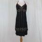 Adrianna Papell Beaded Black Silk 1920's Flapper Inspired Halter Dress Gatsby 10