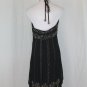Adrianna Papell Beaded Black Silk 1920's Flapper Inspired Halter Dress Gatsby 10