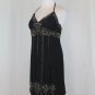 Adrianna Papell Beaded Black Silk 1920's Flapper Inspired Halter Dress Gatsby 10