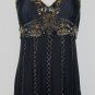 Adrianna Papell Beaded Black Silk 1920's Flapper Inspired Halter Dress Gatsby 10