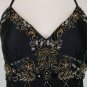 Adrianna Papell Beaded Black Silk 1920's Flapper Inspired Halter Dress Gatsby 10