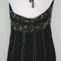 Adrianna Papell Beaded Black Silk 1920's Flapper Inspired Halter Dress Gatsby 10