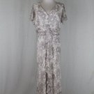 Adrianna Papell Vintage Long Gray & White Floral Silk 1930's Bias Cut Dress 12