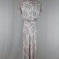 Adrianna Papell Vintage Long Gray & White Floral Silk 1930's Bias Cut Dress 12