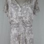 Adrianna Papell Vintage Long Gray & White Floral Silk 1930's Bias Cut Dress 12