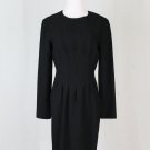 LAURA ASHLEY Black Wool Long Sleeved Sheath Dress Made in England USA Sz 4