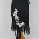Adrianna Papell Beaded Black Satin Lace & Silk 1920's Inspired Skirt NWT 6