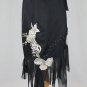 Adrianna Papell Beaded Black Satin Lace & Silk 1920's Inspired Skirt NWT 6