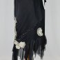 Adrianna Papell Beaded Black Satin Lace & Silk 1920's Inspired Skirt NWT 6