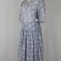 Vintage Liberty London Pastel Blue Floral Print Mid Calf Dress S