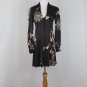 Trina Turk 100% silk 1930's 40's Inspired Print Long sleeved Dress Espresso 0