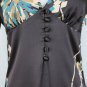 Trina Turk 100% silk 1930's 40's Inspired Print Long sleeved Dress Espresso 0