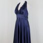 Adrianna Papell Boutique Beaded Navy Blue Silk Halter Dress With Ruffled Trim 6