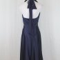 Adrianna Papell Boutique Beaded Navy Blue Silk Halter Dress With Ruffled Trim 6