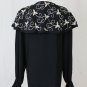 Hairston Roberson Camisa Embroidered Black & White Poet Shirt Blouse Size Large