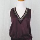 Moda International Beaded Burgundy Silk & Silk Velvet Top 20's Flapper Gatsby XS