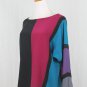 Vintage Jack Mulqueen Silk Dolman Sleeve Colorblock Long Sleeve Blouse Medium