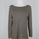 Ralph Lauren Lauren Beige and Black Striped Boat Neck Linen Tunic Sweater M