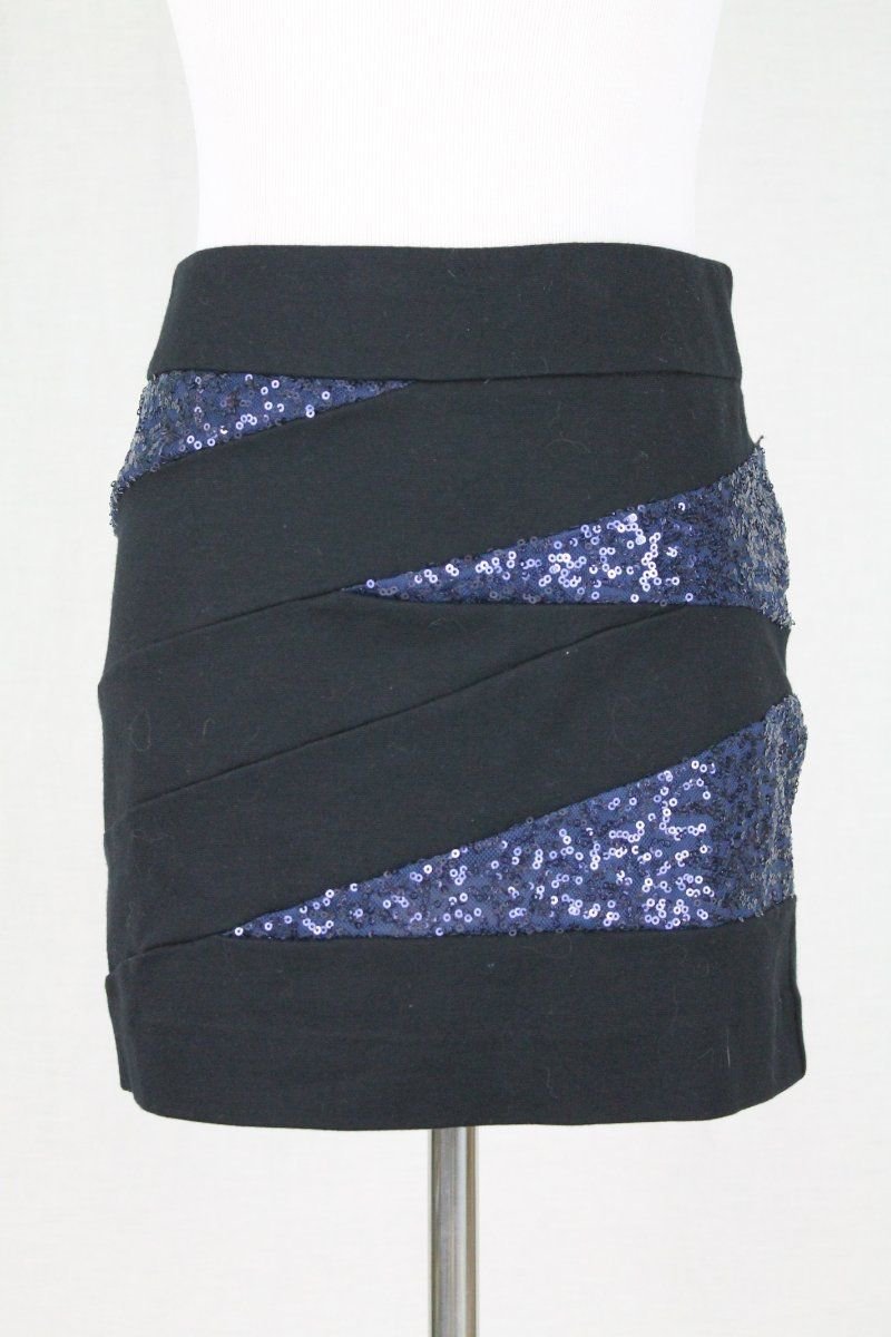 Express Black Sequined Bandage Mini Skirt 00 XXS