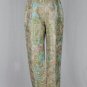 BADGLEY MISCHKA Couture Silk Brocade Cigarette Pants Pastel Green, Pink & Gold 2