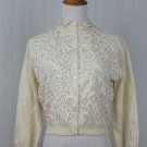 Vintage 1950's Ivory Cashmere and Lace Cardigan Braemar Made in Scotland S