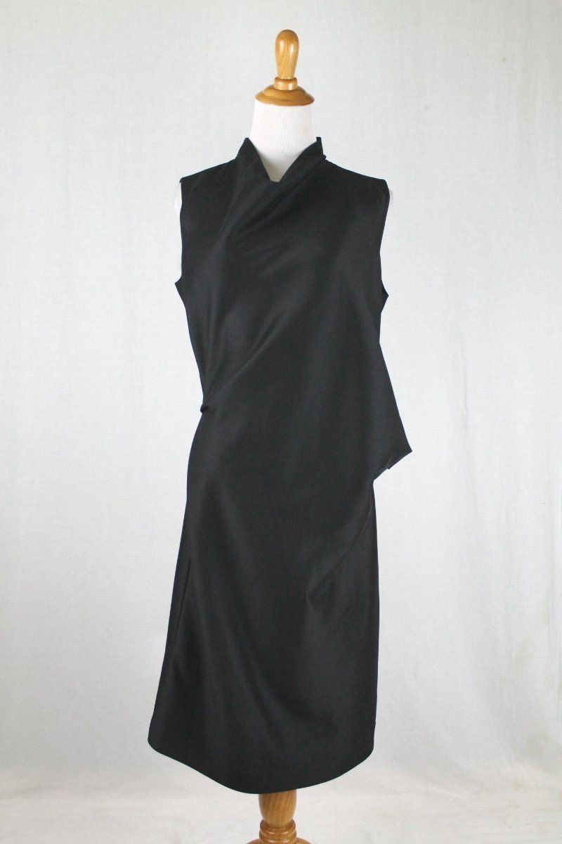 Calvin Klein Collection Black Wool Dress Made in Italy Origami folds 8