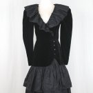 Vintage LANGE Rena Lange Black Velvet & Silk Taffeta Knee Length Dress 36 4 S