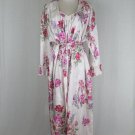 Vintage Mary McFadden Rose Print Nightgown and Kimono Robe Set Pleated Trim S M