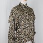 Vintage Adrianna Papell Gold Metallic Leopard Print Ruffled Silk Blouse 4