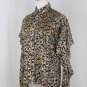 Vintage Adrianna Papell Gold Metallic Leopard Print Ruffled Silk Blouse 4